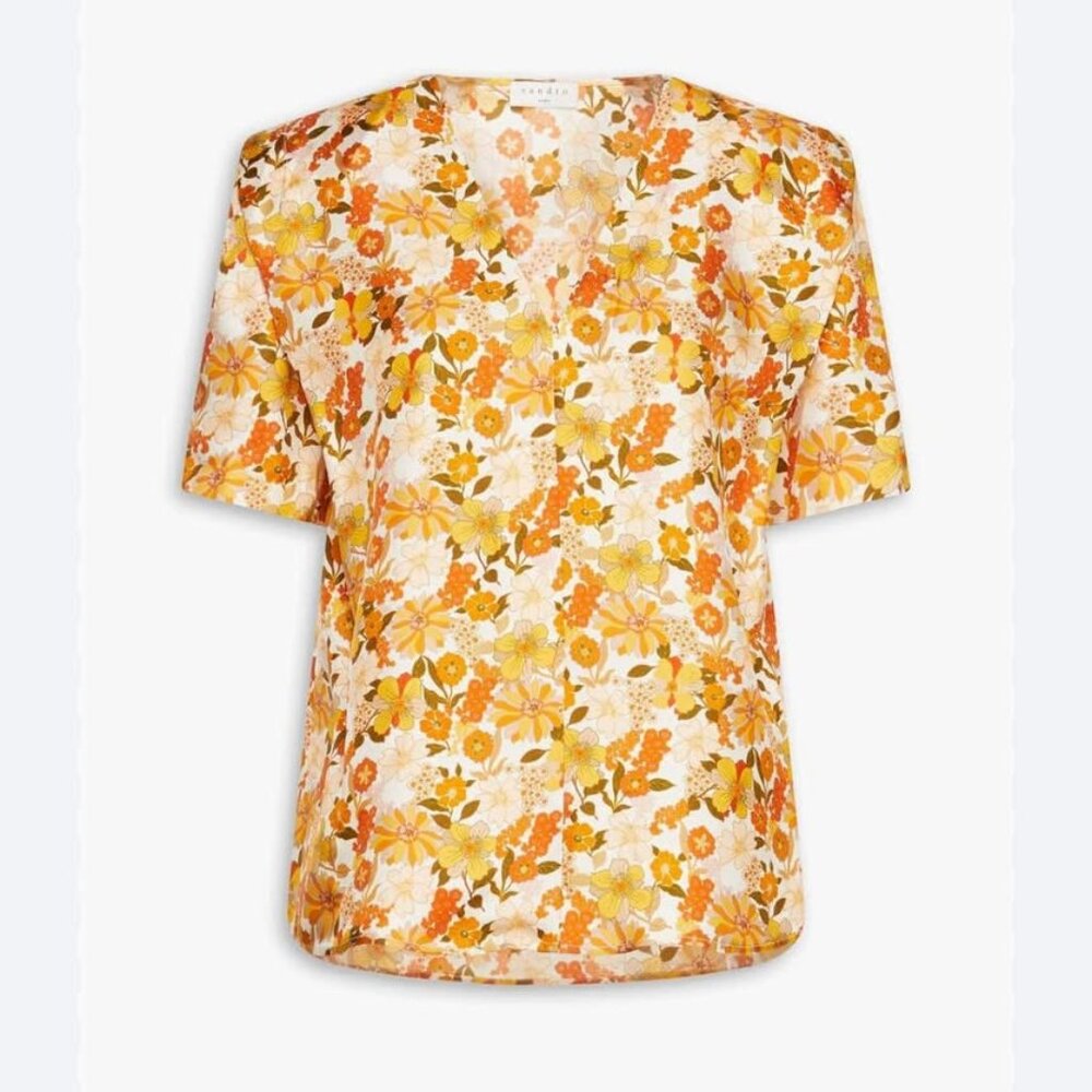 Sandro Floral Blouse in Orange and Yellow